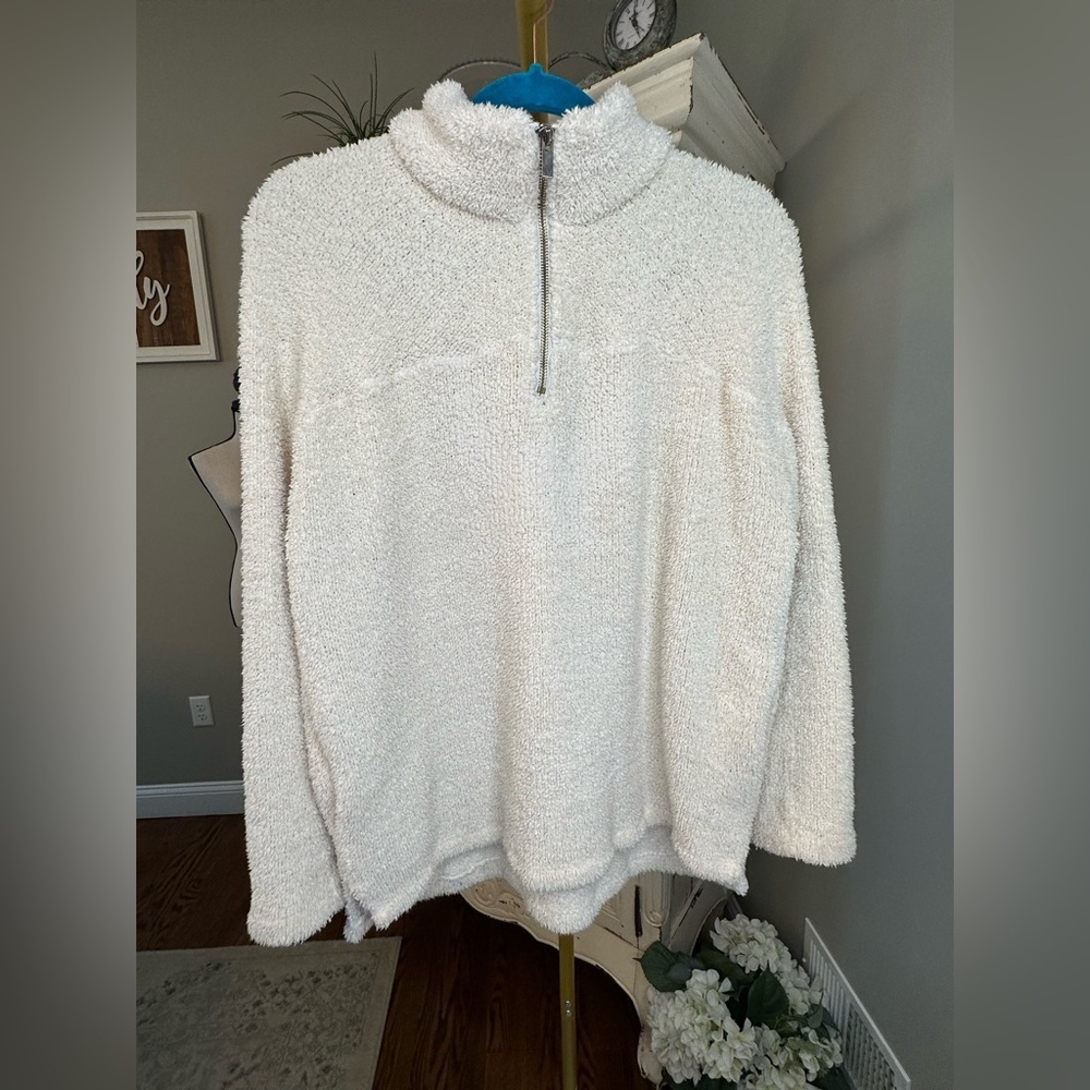 Thread & Supply Cream Sherpa Half-Zip Pullover Hoodie